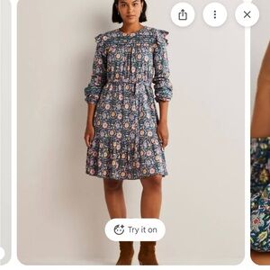 Boden Trim Detail Jersey Long Sleeve Dress